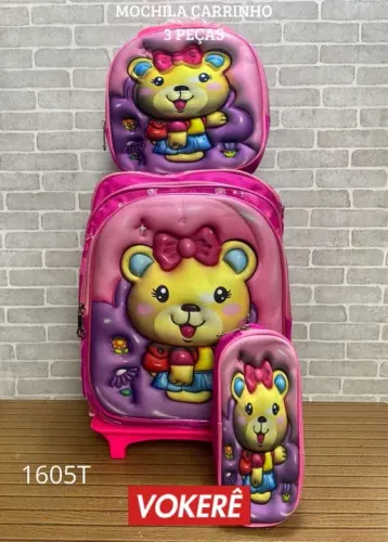 LANÇAMENTO kit mochila carrinho lancheira mais estojo - fazemos entregas 