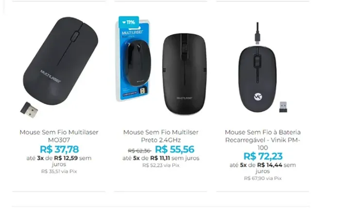 Mouse Sem Fio - Diversos Modelos, Até 8x no Cartão