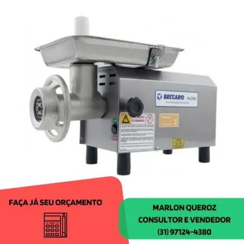 Moedor de Carne Beccaro Inox Boca 8 PBM08I Bivolt Novo