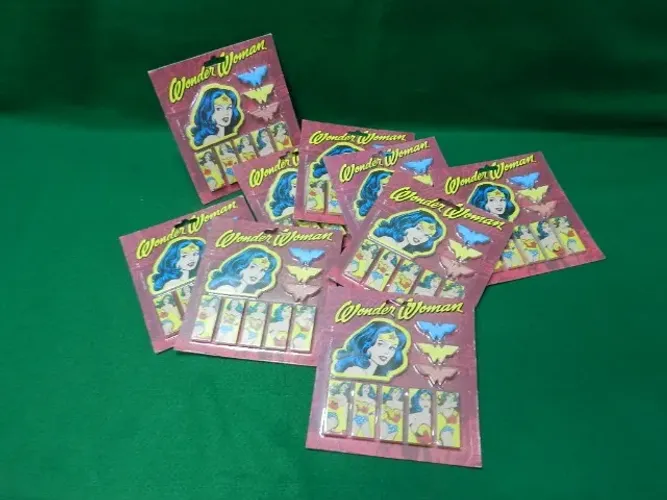 kit 3 unidades bloco de notas adesivo mulher maravilha