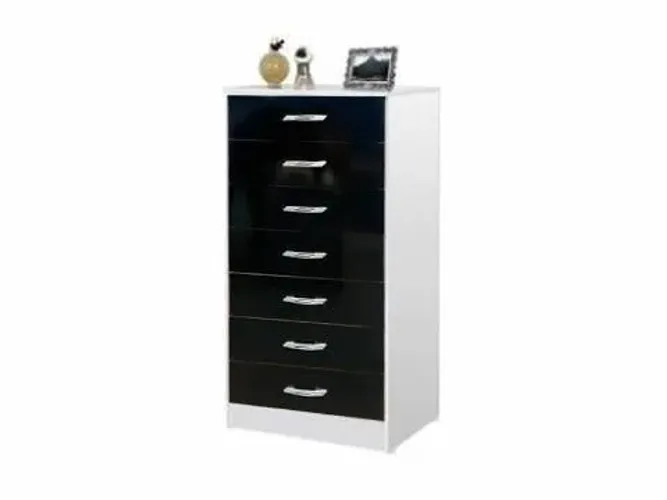 Cômoda Resende.Macabu 7Gvs Branco/ Preto AS Moveis - Entrega Rápida! 