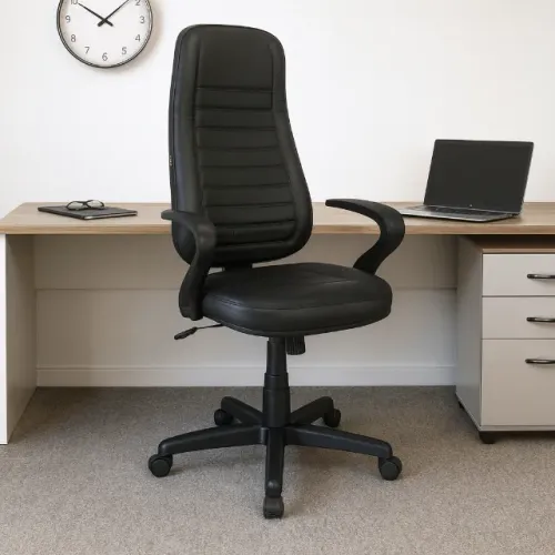 Cadeira Presidente Alta Braço "7" Cor Preta Conforto Ergonômico Modelo 30103
