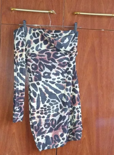 Vestido Animal Print com Manga