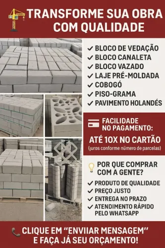 ? Sua obra merece qualidade - Blocos, Lajes e Pisos direto de fábrica!