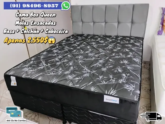 CAMA QUEEN COMPLETA DE MOLAS ENSACADAS 