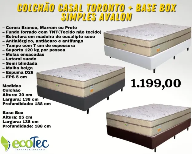 Colchão Casal Toronto Base Box Simples Avalon ENTREGA HOJE !!!