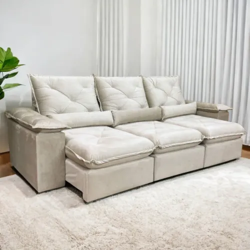 Sofá Retrátil e Reclinável 2,70m Paris Super Oferta tt876