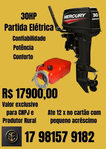 Motor de Popa 30 HP partida elétrica zero 