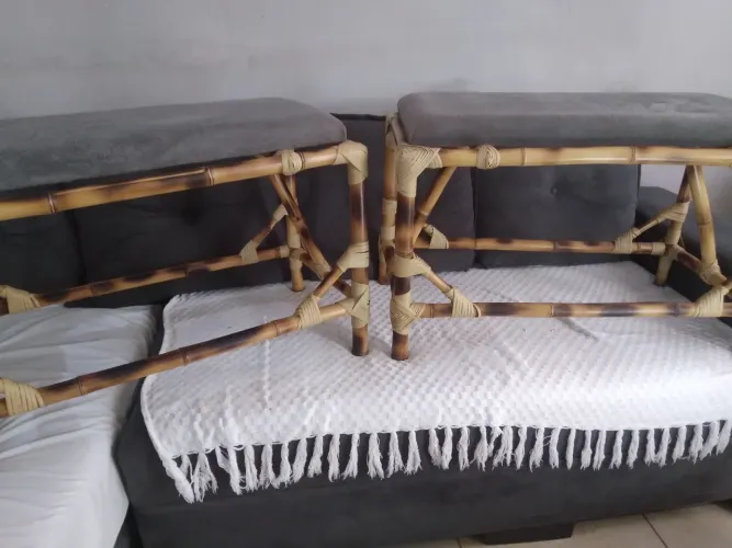 Banco de bambú.  3 peças. 