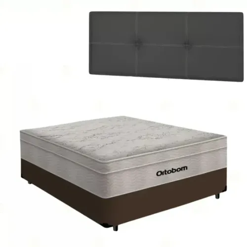 Cama Box Casal (com cabeceira) + Colchão Ortobom