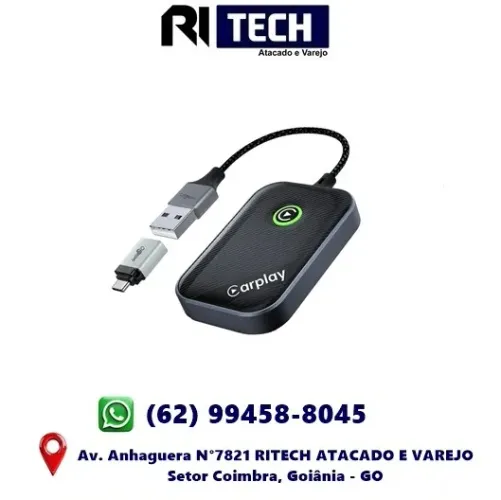 Adaptador Conversor Sem Fio Wifi CarPlay Imenso para Iphone - IMS-247 Música