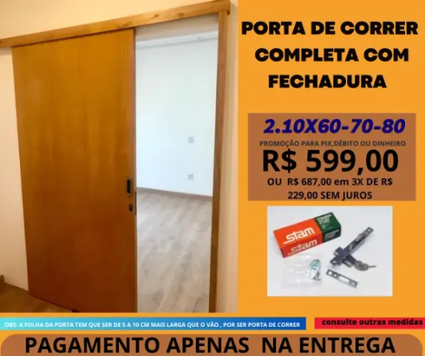porta para banheiro de correr 210x80