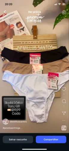 Kit 3 calcinhas Demillus - TAM.: G