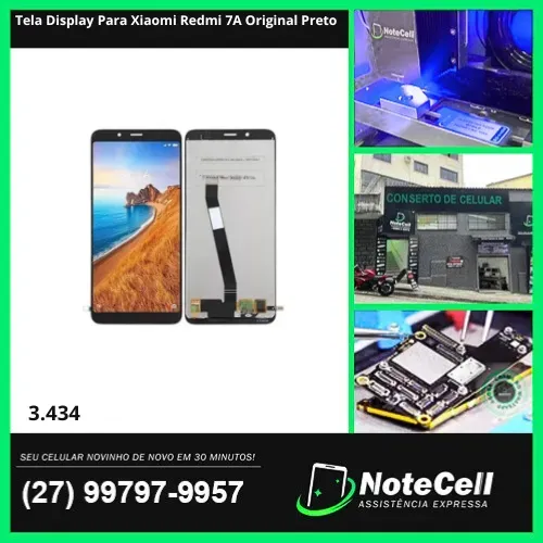 Tela Display Para Xiaomi Redmi 7A Original Preto- Instalação Expressa Em 30 Minutos!