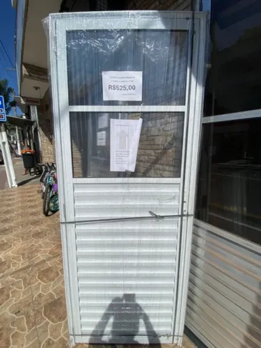 PORTA DE ALÚMINIO BRANCO COM VIDRO FIXO 60CM 70CM 80CM