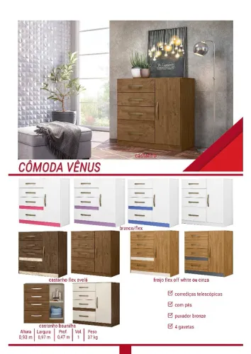 Cômoda Vênus - Várias Cores e Acabamentos