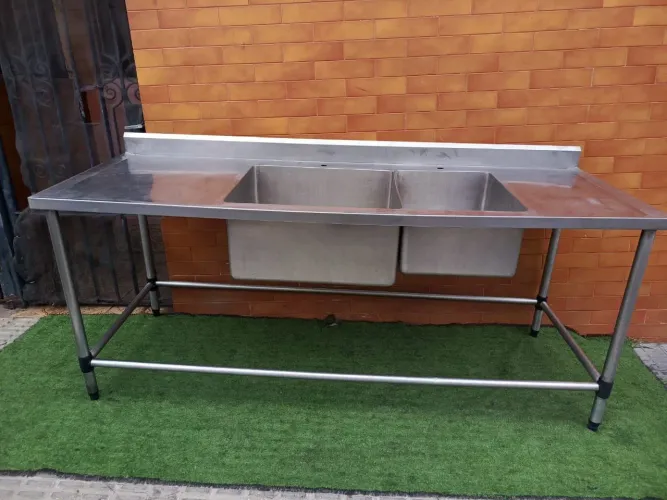Pia industrial inox 2cubas