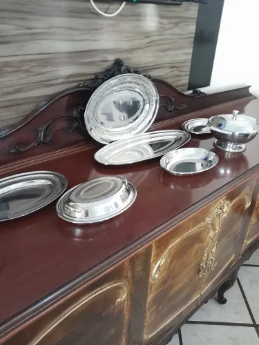 Jogo de baixelas em inox 7 peças década de 50