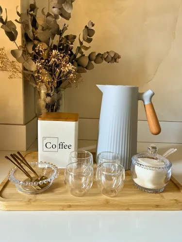 Garrafa Térmica 1 Litro Ampola de Vidro | Moderna Canelada | Café Quente