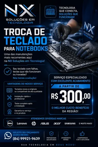 Troca de Teclado para Notebook | NX Soluções em Tecnologia