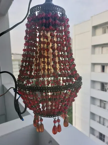 PENDENTE DECORATIVO ROSA COM CRISTAIS