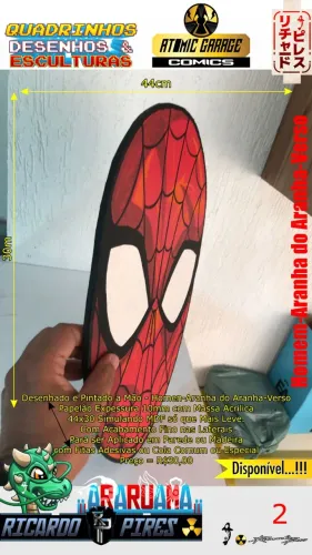 Cabeça Homen-Aranha do Aranha-Verso Desenhado e Pintado a Mão