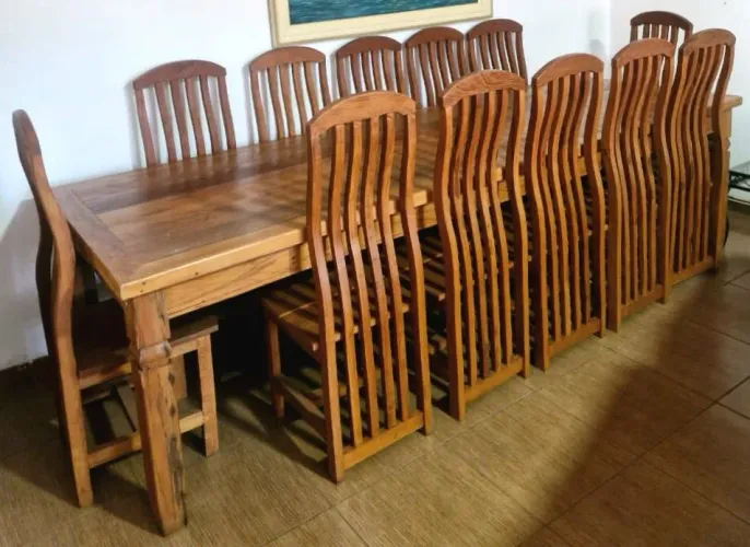 Mesa de Madeira Maciça 12 Cadeiras 3x1 metros São Caetano do Sul /SP