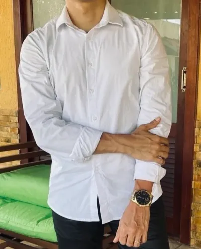 CAMISA MANGA LONGA MASCULINA BRANCO P