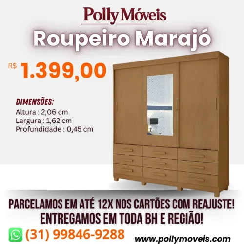 Guarda Roupa Marajó! Pronta Entrega!