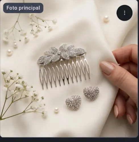 Presilha e brinco de pedras prata