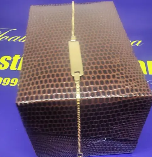 Pulseira Infantil Chapinha Ouro 18 Kilates Peso 1.40 Gramas 13 Cm