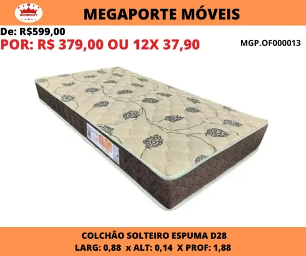 Colchão Solteiro Espuma D28