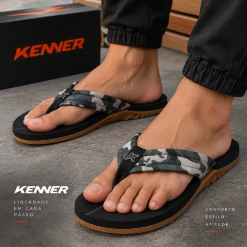 Chinelo Army Kenner Camuflado Cinza Masculino