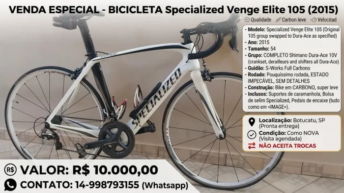 Specialized VENGE full carbono 54 - Impecável