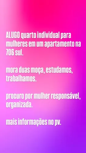 ALUGO QUARTO INDIVIDUAL