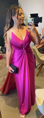 Vestido de festa alças de strass