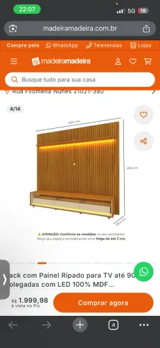 Painel Ripado TV 230x250cm
