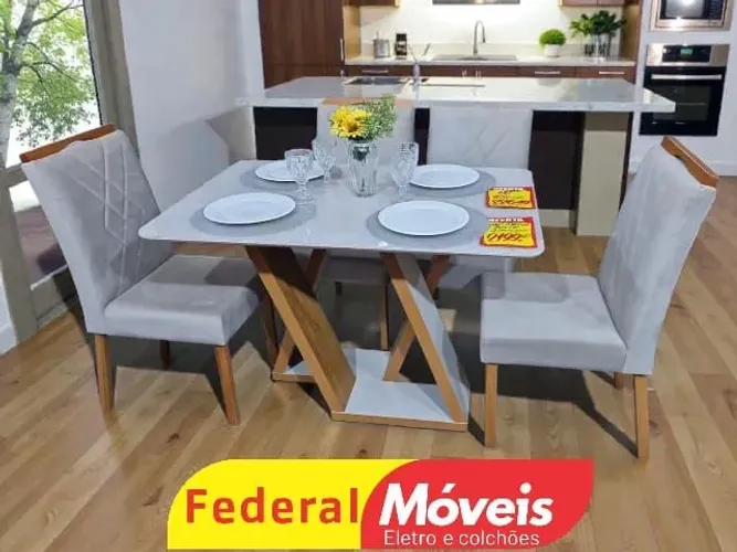 Mesa de Jantar 1,20x90 com 4 Cadeiras - Mega Oferta!