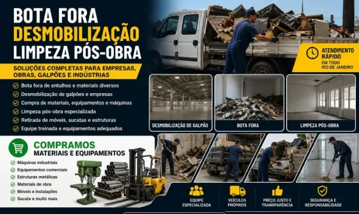 Bota Fora | Limpeza Pós-Obra | Desmobilização de Galpão | Compramos Materiais-Equipamentos