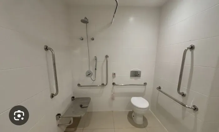Kit barras de apoio com assento de banho em Inox