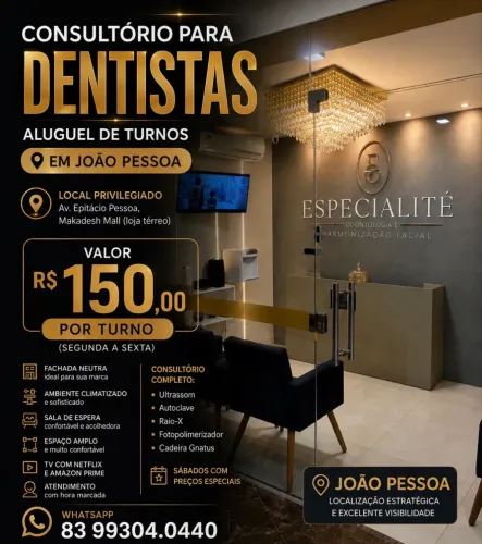 CONSULTÓRIO ODONTOLÓGICO PRIME - ALUGUEL DE TURNOS EM JOÃO PESSOA