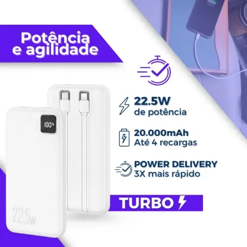 Carregador portátil, Power Bank 20.000mah Carregador Turbo Portátil 22.5W Universal Marca