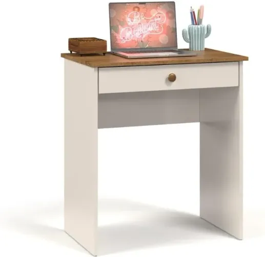 Escrivaninha Compacta para Estudos e Notebook Office Estilo com 1 Gaveta Corrediça Metálic