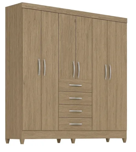 Guarda Roupa 6 portas 4 gavetas + cabeceira com gaveteiro de solteiro