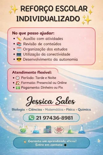 Reforço Escolar (Matemática, Física, Química, Biologia e Ciências) - Online e Presencial