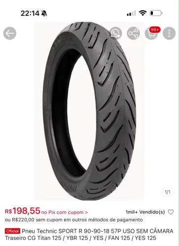 Pneu technic SPORT R 90-90-18 57P USO sem câmara