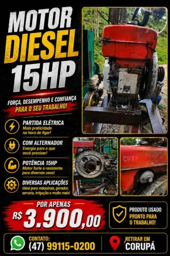 Motor 15HP Diesel c/ partida