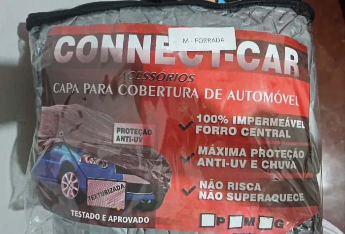 Capa para Carro Impermeável Forrada Connect-Car - Nova e Lacrada (Tamanho M)