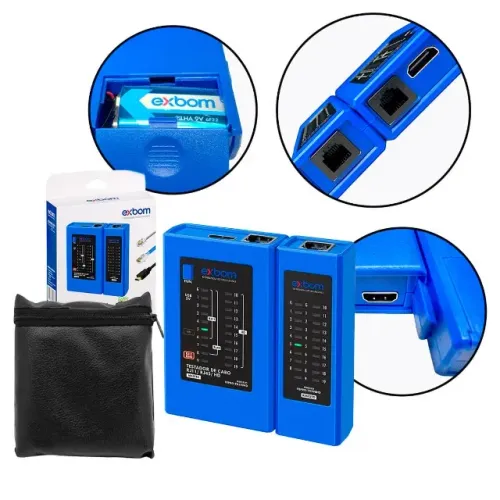 Testador de Cabo de Rede RJ45 RJ11 Exbom e Cabo HDMI