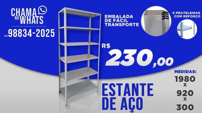 ESTANTE DE AÇO 30CM EM CURITIBA